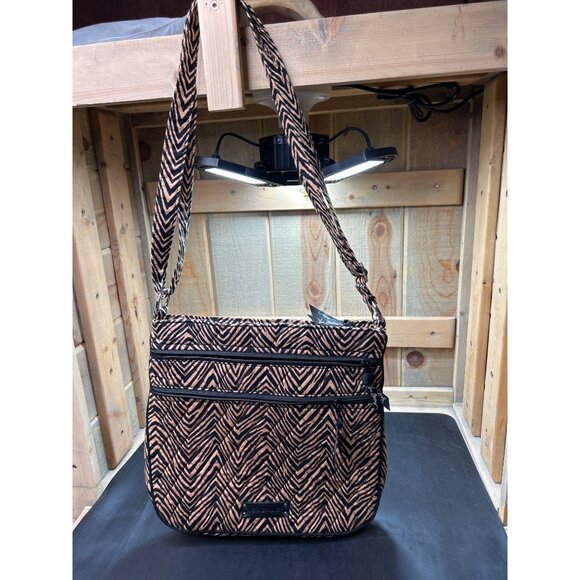 Vera Bradley Zebra Print Quilted Crossbody Bag With Multiple Zipper Pockets - Picture 2 of 11